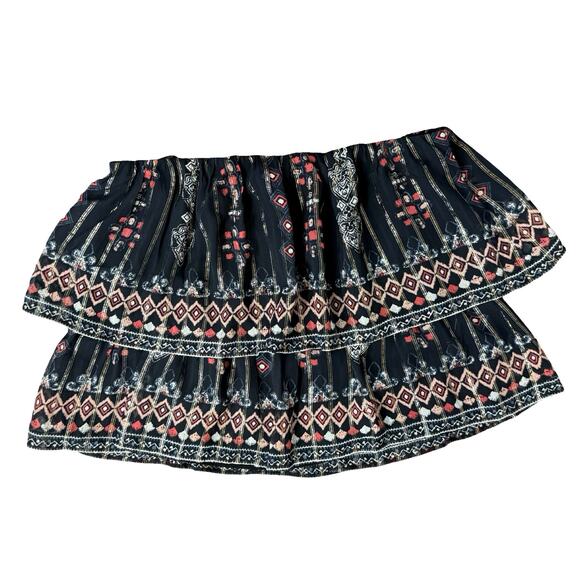 Joie Black Pink White Lyane Tiered Elastic Mini Ruffle Skirt Top Sz L NEW Tags - Picture 11 of 11